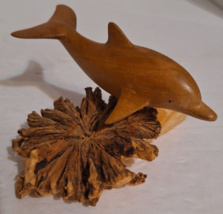 Vintage Indonesian Burl Wood Carving of a Dolphin - £22.88 GBP