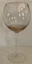 Clear Wine Glass Goblet w/ Raised Gold Swirls At Base Tall 9” x 3.5” - £11.35 GBP