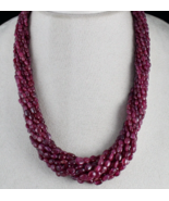 RUBY CORUNDUM BEADS LONG 11 LINE 850 CARATS OLD DYED GEMSTONE SILVER NEC... - $27,084.77 MXN