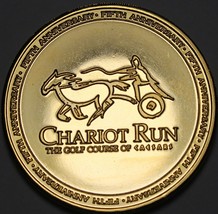 Caesars Palace Indiana Gold Plated 5th Anniv 38.5mm Medallion~Chariot Run Golf - £16.23 GBP