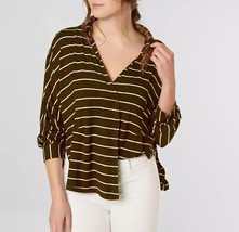 Free People We The Free Womens Top Can&#39;t Fool Me Striped Khaki Size Xs OB770825 - £38.53 GBP