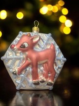 Christopher Radko Rudolph Glass Ornament 1990s Holiday Vintage Decor - £58.47 GBP