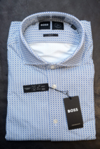 HUGO BOSS Hommes Hank Kent Voyage Slim Fit Performance Robe Extensible Shirt 38 - £50.32 GBP