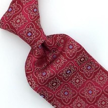 IKE BEHAR Tie USA Gold Red Floral Art Woven Recent Necktie Luxury Silk L1 New - £55.72 GBP