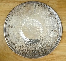 Art Deco Urn Metal 752 Pierced Edge Hammered Meriden Silverplate Round T... - $34.64