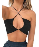 Women&#39;s Sexy Criss Cross Lace Up Sling Basic Bow Tie Crop Top - £10.37 GBP