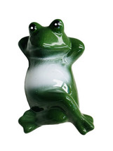 Ceramic Green Garden Frog Figurine Laying Lounging 4” Long - £10.01 GBP