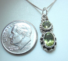 Faceted Peridot Double Gem 925 Sterling Silver Pendant Very Small get exact item - £12.20 GBP