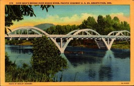 Grants Pass, Or Oregon Cave Man&#39;s Bridge~Rogue River- c1940&#39;s Postcard BK47 - £1.96 GBP