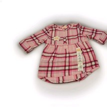 NWT Jumping Beans Babies Tunic Top Rolled Sleeves Pink Plaid Softest Flannel 12M - £7.32 GBP