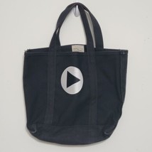 Vintage LL Bean Boat Tote Bag Black White Made in USA Canvas Double Handle Rare - £54.52 GBP