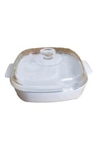 Vintage Corning Ware MW-A-10 Browning Dish Pyrex A-12-C Lid White 10 x 10 x 2.5 - £10.71 GBP