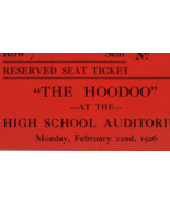 1926 Ticket &quot;The Hoodoo&quot; at the High School Auditorium - $38.03 CAD