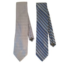 Set of 2 Arrow Designer Silk Necktie Blue Black Men&#39;s Striped Tie - £11.84 GBP