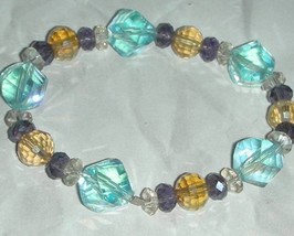 (SOLD)Azore Blue Multi Crystal Bracelet - £15.71 GBP