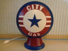 Vintage CITY GAS Globe Table Lamp Portable Double Sided On Off Switch 12&quot; x 10&quot; - £19.24 GBP