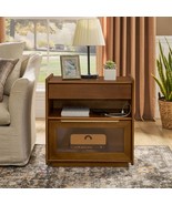 Mid Century Modern Nightstand, End Table, Charging, 2 Drawers, Dark Walnut - €184,98 EUR