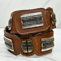 Chico&#39;s Vintage Studded Genuine Leather Boho Concho Belt Size Small S Medium M - £39.55 GBP