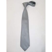 Men's Bergamo New York Tie Satin Silky Feel #Berg-3 Silver Gray Herringbone image 2