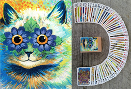 Psychedelic Cats Playing Cards (Poker Deck 54 Cards All Different) Unique Cats A - £21.05 GBP