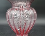 Rare Large Vintage 1990&#39;s Fenton Pink Round Ribbed Ruffled Body Feather ... - $98.99