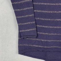 Coldwater Creek Sweater Women&#39;s Small Navy Silver Stripe Cowl Neck Wool Blend  - £13.11 GBP