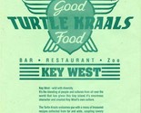 Turtle Kraals Bar Restaurant Zoo Menu Key West Florida Turtle Cannery  - $18.81