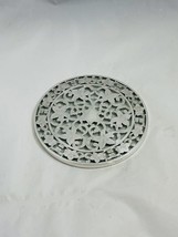 Vintage American Sterling Silver Glass Trivet Coaster Tray Ornate Overlay 6” - £104.63 GBP