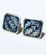 VINTAGE Niello and Silver Leaf Motif Cufflinks Signed - £39.43 GBP
