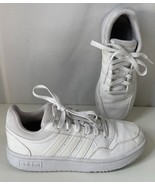 Adidas Hoops 3.0 Sneakers Kids size 5 Solid White Athletic Shoes Low Top... - $27.06 CAD
