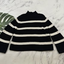 Banana Republic Womens Merino Wool Turtleneck Sweater Size M Petite Black White - £26.96 GBP