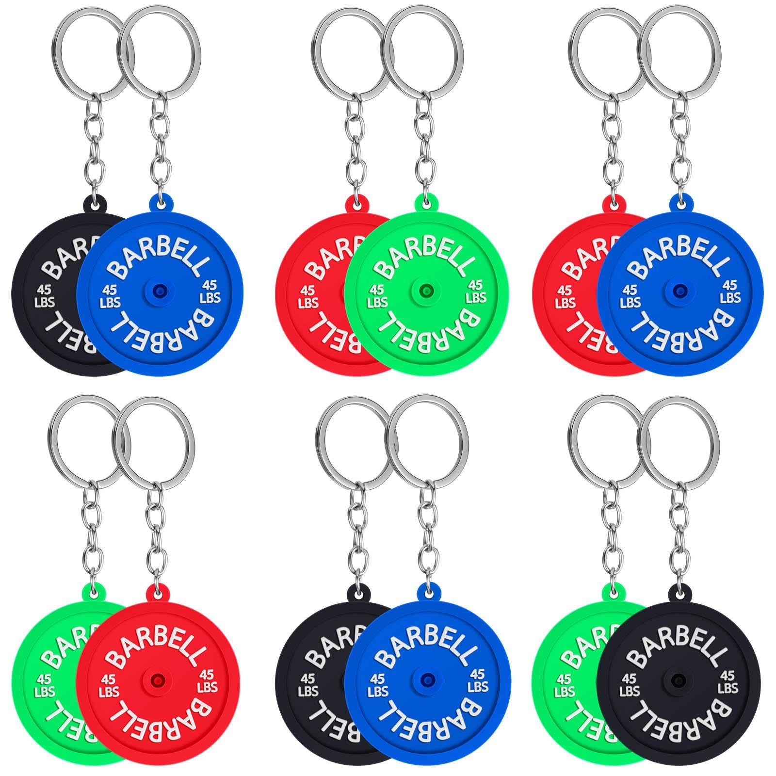 Tondiamo 12 Pcs Gym Gifts for Gym Lovers Barbell Keychain Gifts Workout Fitness