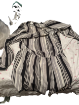 Importers Of Ny Top  Black/White Striped Henley Tunic Shirt Size Large - $4.99