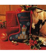 Cross Stitch Tabby Kitten Christmas Stocking Framed Cat In Window Pillow... - $8.99