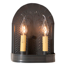 Double Metal Wall Sconce Light Fixture Willow Pattern Black - £52.66 GBP