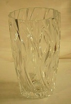 Clear Crystal Large Floral Vase Wavy Vertical Abstract Designs Table Cen... - £142.25 GBP