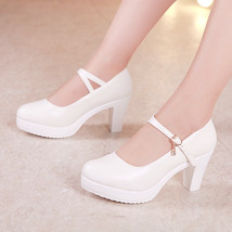 Plus Size 32-43 Block Heel Platform Shoes Women Pumps Fall White Silver Wedding  - £56.87 GBP