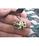 (an-bear-9) BEAR bears Black White spotted carving PENDANT necklace FIGU... - $11.02 CAD