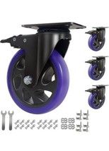4 Inch Caster Wheels 3000 Lbs, Heavy Duty Casters Set of 4 with Brake - £19.38 GBP