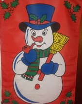 Vintage Holiday Christmas Porch Garden Flag Snowman Large 41&quot; X 28&quot; Home Decor - $15.00