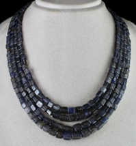 Blue Natural Iolite Square Beads 4 L 664 Ct Antique Gemstone Fashion Necklace - £179.71 GBP