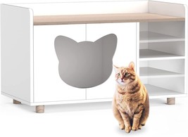 Tiny Dreny Wooden Cat Litter Box Enclosure, Hidden Cat Washroom Storage ... - £93.57 GBP