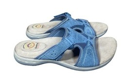 Earth Origins Blue Suede Adjustable Slide Sandals Womens Comfort Shoes S... - $24.74
