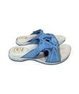 Earth Origins Blue Suede Adjustable Slide Sandals Womens Comfort Shoes S... - $465.06 MXN