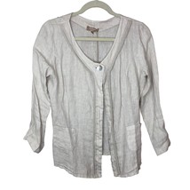 Carla Conti Italian Linen Jacket Top Sz Large Lagenlook 1-Button 3/4 Sle... - $24.75