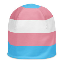 65 MCMLXV LGBT Transgender Pride Flag Print Beanie Skullcap - £27.97 GBP