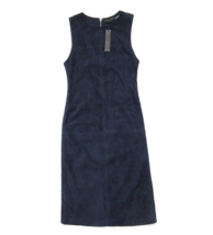 NWT Alice + Olivia Leather Suede Sheath in Navy Blue Sleeveless Dress 6 $1095 - £111.65 GBP