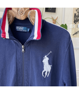 Vintage Polo Ralph Lauren Blue Pique Cotton Big Pony Full Zip Jacket XL ... - $99.89 CAD