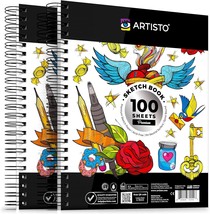 Artisto 9X12&quot; Premium Sketch Book Set, Spiral Bound, Pack Of 2,, Teens &amp; Adults. - £24.00 GBP