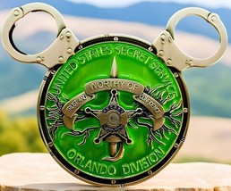 WDW Orlando Office Lime Green Mickey Ears Challenge Coin USSS Secret Service - £13.50 GBP